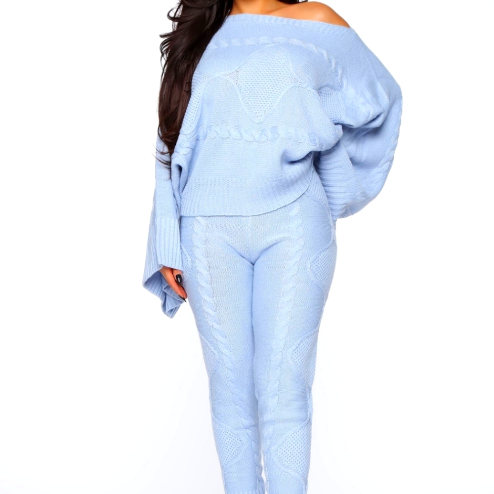Light Blue Sweater and Pants Set